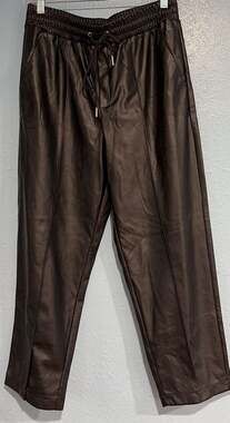 Calia Women's Faux Leather Drawstring Jogger Pants in Dark Brown